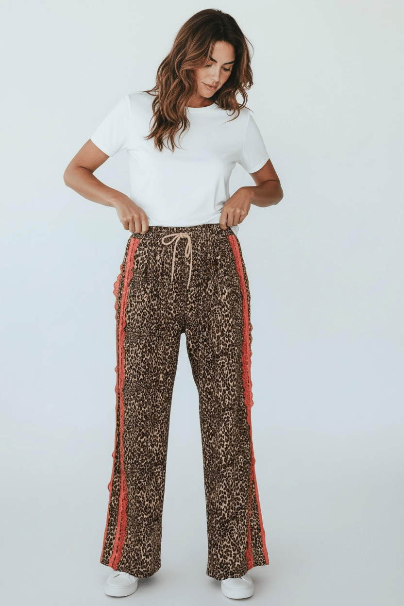 Coastal Wild Lace Pants - Brown-170 Bottoms-DAVI & DANI-Coastal Bloom Boutique, find the trendiest versions of the popular styles and looks Located in Indialantic, FL