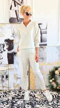 Coastline Half-Zip Pullover & Joggers Set - H Vanilla-210 Loungewear/Sets-Zenana-Coastal Bloom Boutique, find the trendiest versions of the popular styles and looks Located in Indialantic, FL