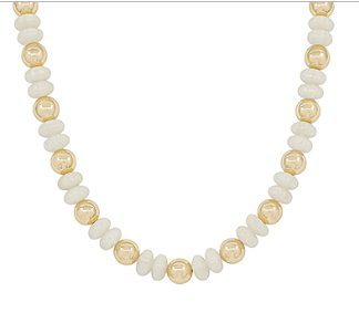 Bead Drift Collar Magnetic Necklace - White/Gold