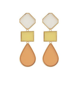 Pair of earrings with geometric shapes on a white background