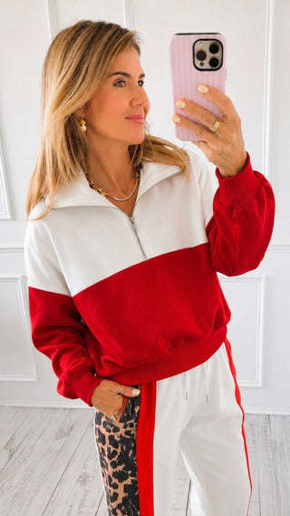 Color Block Quarter Zip Top