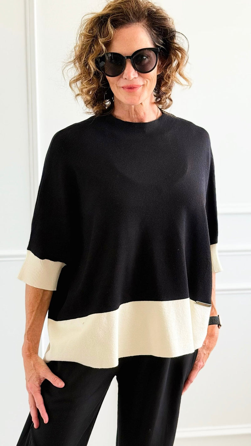 Color-Blocked Poncho Sleeve Sweater-140 Sweaters-Z STUDIO-Coastal Bloom Boutique, find the trendiest versions of the popular styles and looks Located in Indialantic, FL