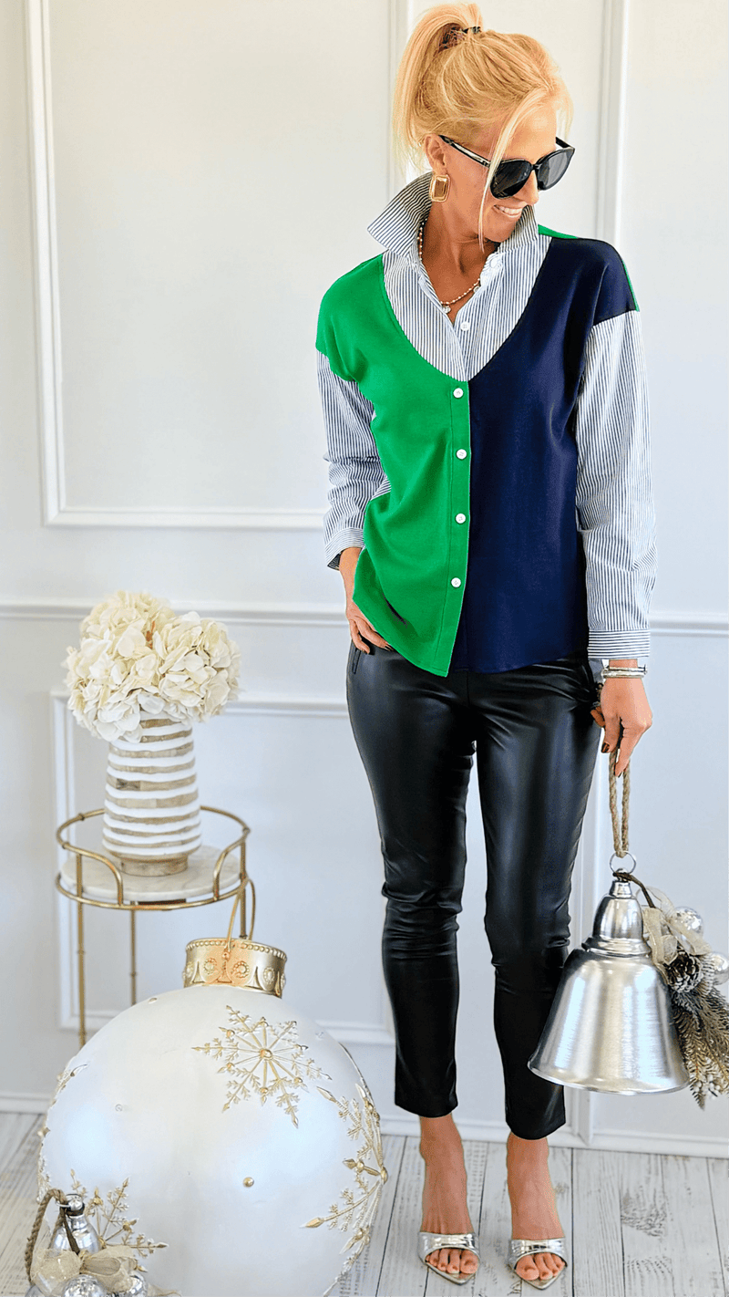 Colorblock Chic Mixed Top - JOH-110 Long Sleeve Tops-Joh Apparel-Coastal Bloom Boutique, find the trendiest versions of the popular styles and looks Located in Indialantic, FL