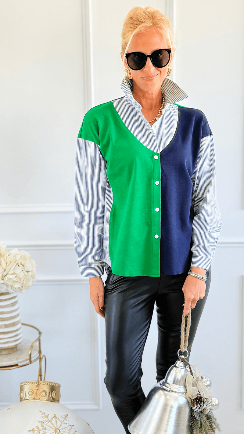 Colorblock Chic Mixed Top - JOH-110 Long Sleeve Tops-Joh Apparel-Coastal Bloom Boutique, find the trendiest versions of the popular styles and looks Located in Indialantic, FL