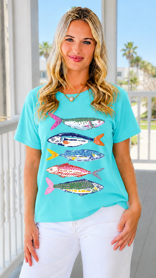 Colorful Coastal Fish Graphic Tee
