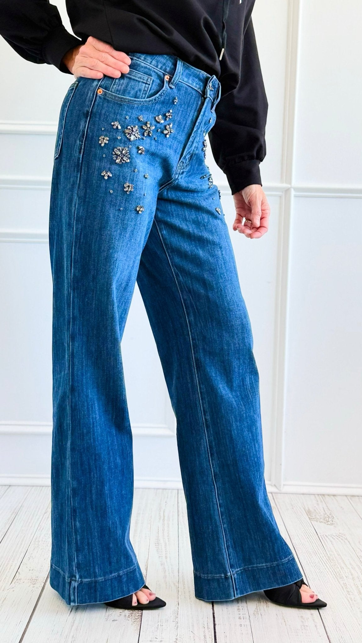 Constellation Denim Pants-100 Pants-SASU UNICORN-Coastal Bloom Boutique, find the trendiest versions of the popular styles and looks Located in Indialantic, FL