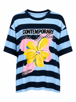 Contemporary Bloom Striped Italian Tee
