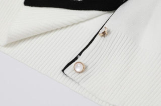 Contrast Collar Cropped Long Sleeve Top