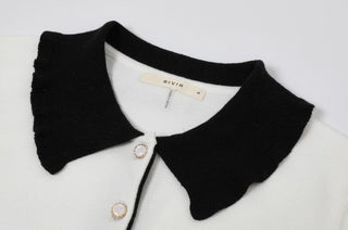 Contrast Collar Cropped Long Sleeve Top