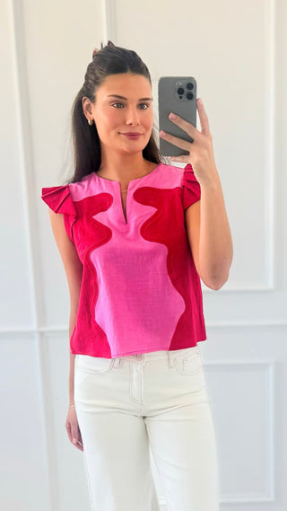 Contrast Flutter Sleeve Top