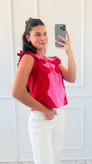 Contrast Flutter Sleeve Top