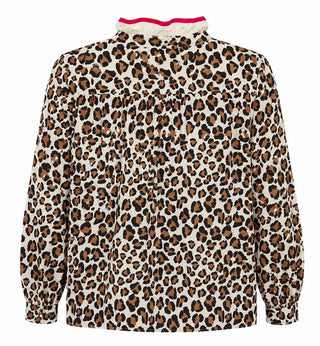 Contrast Ruffle Leopard Print Blouse