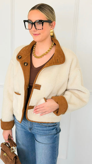 Contrast Trim Toggle Front Jacket