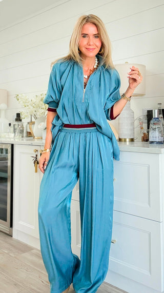 Contrast Waist Pants - Slate