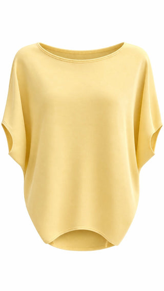 Margo Short Sleeve Scuba Boatneck Top - Lemonade
