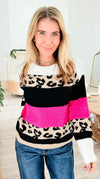 Cool Leopard Stripe Knit Sweater-140 Sweaters-Rousseau-Coastal Bloom Boutique, find the trendiest versions of the popular styles and looks Located in Indialantic, FL