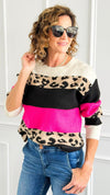 Cool Leopard Stripe Knit Sweater-140 Sweaters-Rousseau-Coastal Bloom Boutique, find the trendiest versions of the popular styles and looks Located in Indialantic, FL