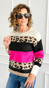 Cool Leopard Stripe Knit Sweater-140 Sweaters-Rousseau-Coastal Bloom Boutique, find the trendiest versions of the popular styles and looks Located in Indialantic, FL