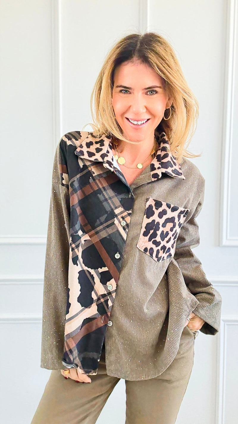 Cord Pattern Split II Italian Top-110 Long Sleeve Tops-SEÑORITA C-Coastal Bloom Boutique, find the trendiest versions of the popular styles and looks Located in Indialantic, FL