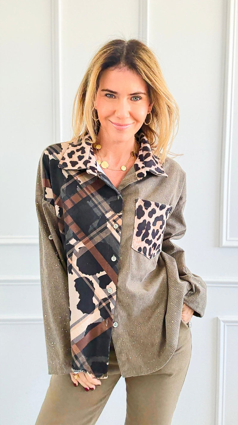 Cord Pattern Split II Italian Top-110 Long Sleeve Tops-SEÑORITA C-Coastal Bloom Boutique, find the trendiest versions of the popular styles and looks Located in Indialantic, FL