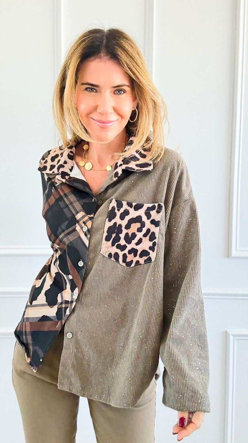 Cord Pattern Split II Italian Top-110 Long Sleeve Tops-SEÑORITA C-Coastal Bloom Boutique, find the trendiest versions of the popular styles and looks Located in Indialantic, FL
