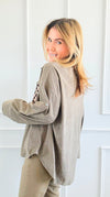Cord Pattern Split II Italian Top-110 Long Sleeve Tops-SEÑORITA C-Coastal Bloom Boutique, find the trendiest versions of the popular styles and looks Located in Indialantic, FL