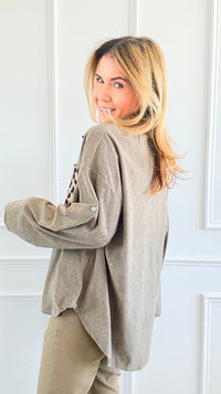 Cord Pattern Split II Italian Top-110 Long Sleeve Tops-SEÑORITA C-Coastal Bloom Boutique, find the trendiest versions of the popular styles and looks Located in Indialantic, FL