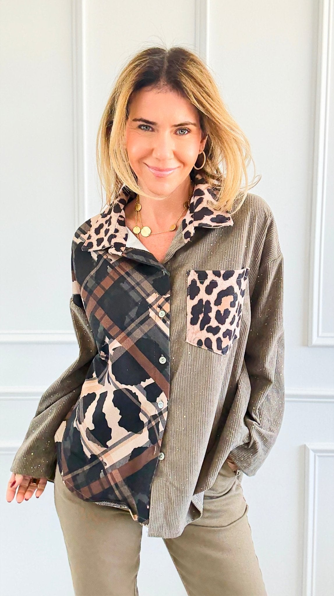 Cord Pattern Split II Italian Top-110 Long Sleeve Tops-SEÑORITA C-Coastal Bloom Boutique, find the trendiest versions of the popular styles and looks Located in Indialantic, FL