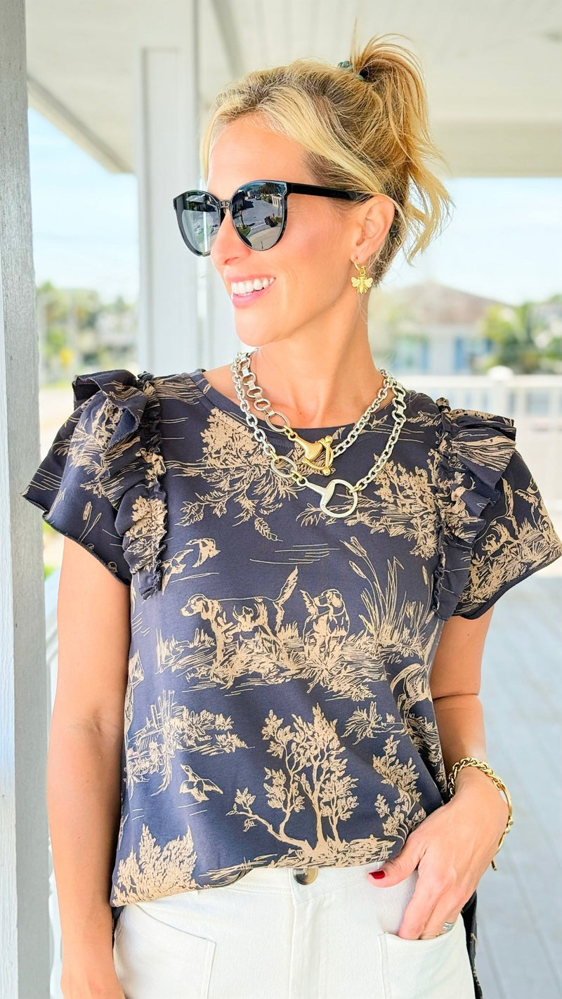 Countryside Ruffle Detail Top-110 Short Sleeve Tops-Umgee-Coastal Bloom Boutique, find the trendiest versions of the popular styles and looks Located in Indialantic, FL