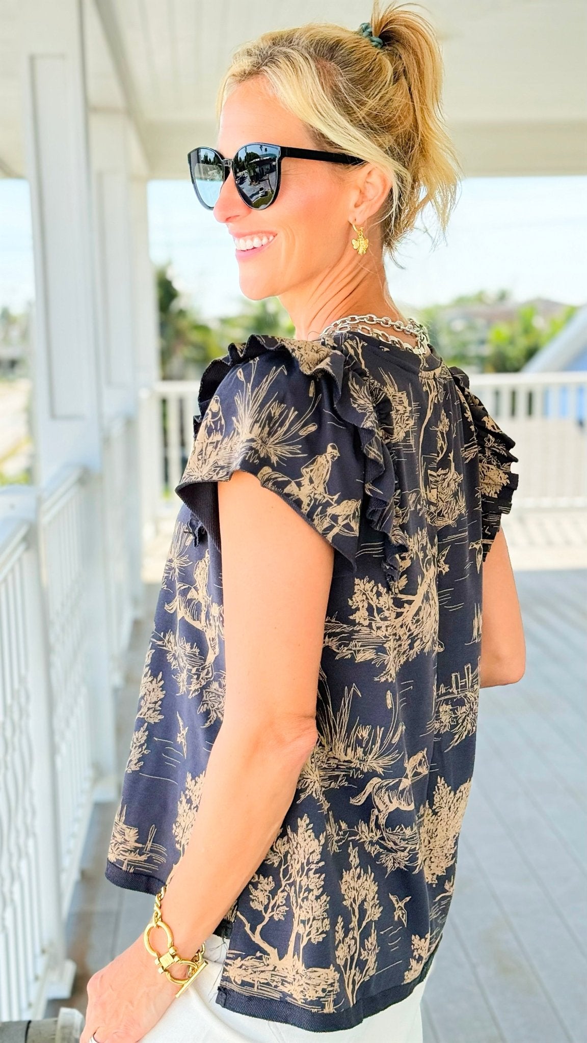 Countryside Ruffle Detail Top-110 Short Sleeve Tops-Umgee-Coastal Bloom Boutique, find the trendiest versions of the popular styles and looks Located in Indialantic, FL