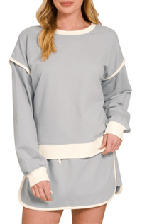 Courtside Contrast Skort Set - Light Grey