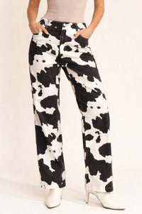 Cowgirl Rodeo High Waist Cow Print Jean