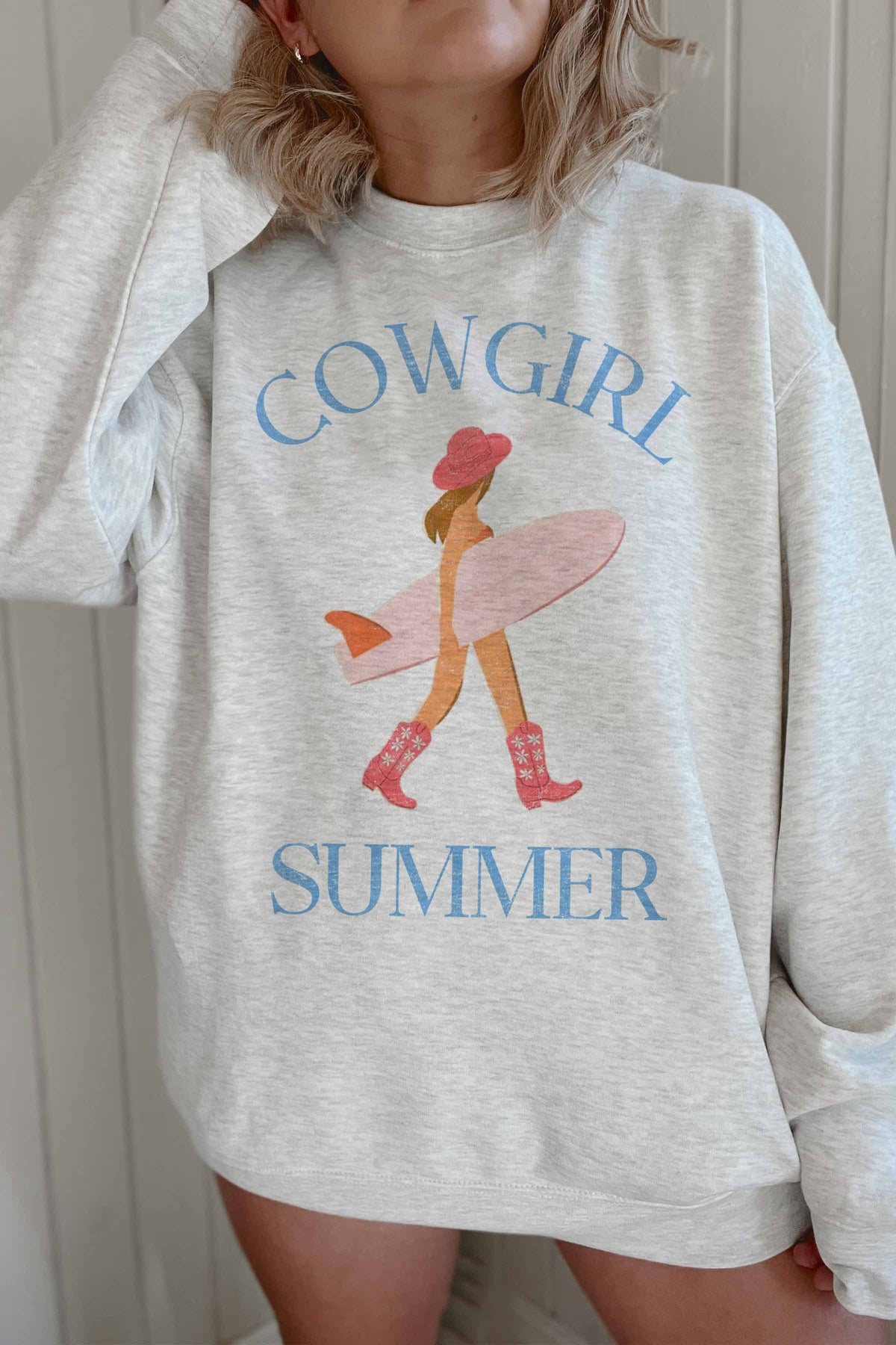 Cowgirl Summer Graphic Sweatshirt-120 Graphic-WKNDER-Coastal Bloom Boutique, find the trendiest versions of the popular styles and looks Located in Indialantic, FL