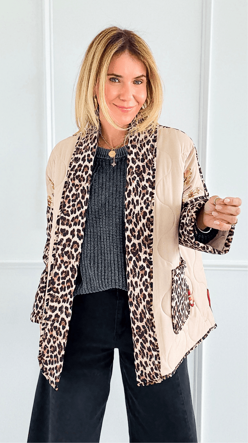 Crown Bejeweled Italian Quilted Jacket-160 Jackets-Italianissimo-Coastal Bloom Boutique, find the trendiest versions of the popular styles and looks Located in Indialantic, FL