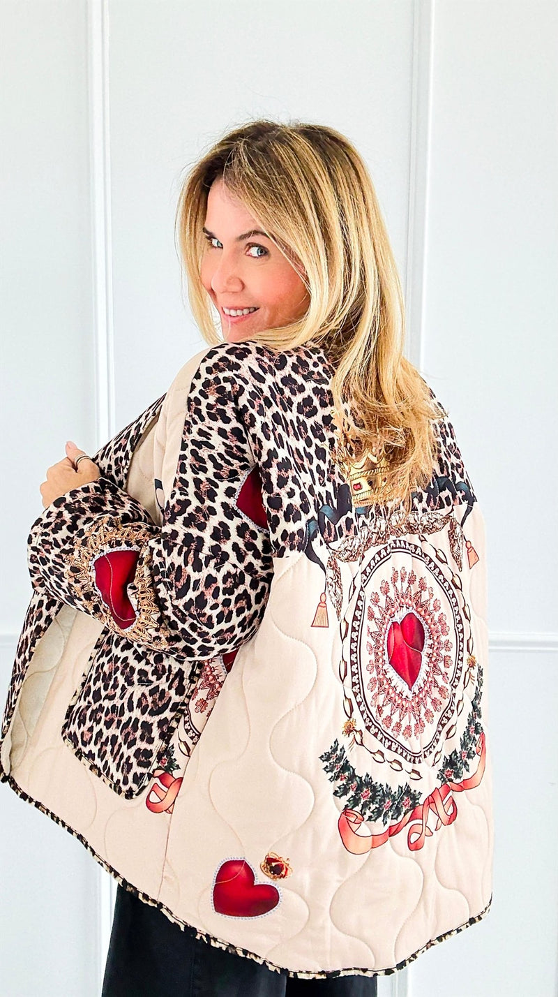 Crown Bejeweled Italian Quilted Jacket-160 Jackets-Italianissimo-Coastal Bloom Boutique, find the trendiest versions of the popular styles and looks Located in Indialantic, FL