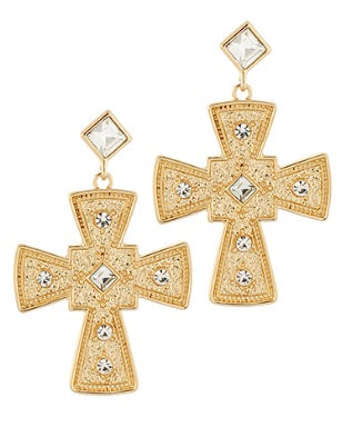 Cross Clear Statement Earrings-230 Jewelry-GS JEWELRY-Coastal Bloom Boutique, find the trendiest versions of the popular styles and looks Located in Indialantic, FL