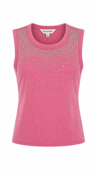 Crystal Drip Tank Top - Pink