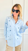 Crystal Sky Blouse - Blue-110 Long Sleeve Tops-Weilco-Coastal Bloom Boutique, find the trendiest versions of the popular styles and looks Located in Indialantic, FL