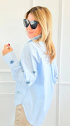 Crystal Sky Blouse - Blue-110 Long Sleeve Tops-Weilco-Coastal Bloom Boutique, find the trendiest versions of the popular styles and looks Located in Indialantic, FL
