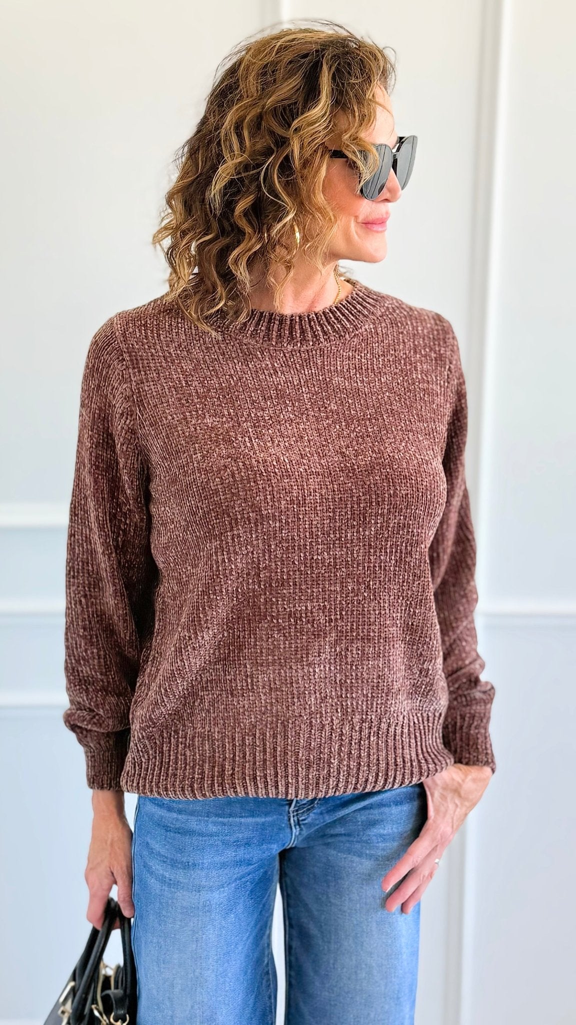 Cuddle Cloud Chenille Sweater-Brown-140 Sweaters-Zenana-Coastal Bloom Boutique, find the trendiest versions of the popular styles and looks Located in Indialantic, FL