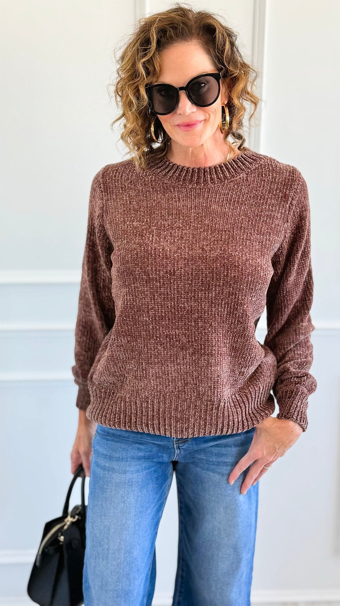 Cuddle Cloud Chenille Sweater-Brown-140 Sweaters-Zenana-Coastal Bloom Boutique, find the trendiest versions of the popular styles and looks Located in Indialantic, FL