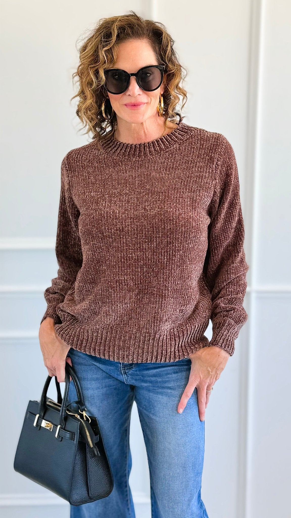 Cuddle Cloud Chenille Sweater-Brown-140 Sweaters-Zenana-Coastal Bloom Boutique, find the trendiest versions of the popular styles and looks Located in Indialantic, FL