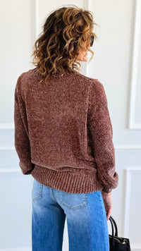 Cuddle Cloud Chenille Sweater-Brown-140 Sweaters-Zenana-Coastal Bloom Boutique, find the trendiest versions of the popular styles and looks Located in Indialantic, FL
