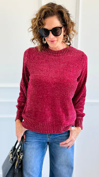Cuddle Cloud Chenille Sweater-Cabernet-140 Sweaters-Zenana-Coastal Bloom Boutique, find the trendiest versions of the popular styles and looks Located in Indialantic, FL