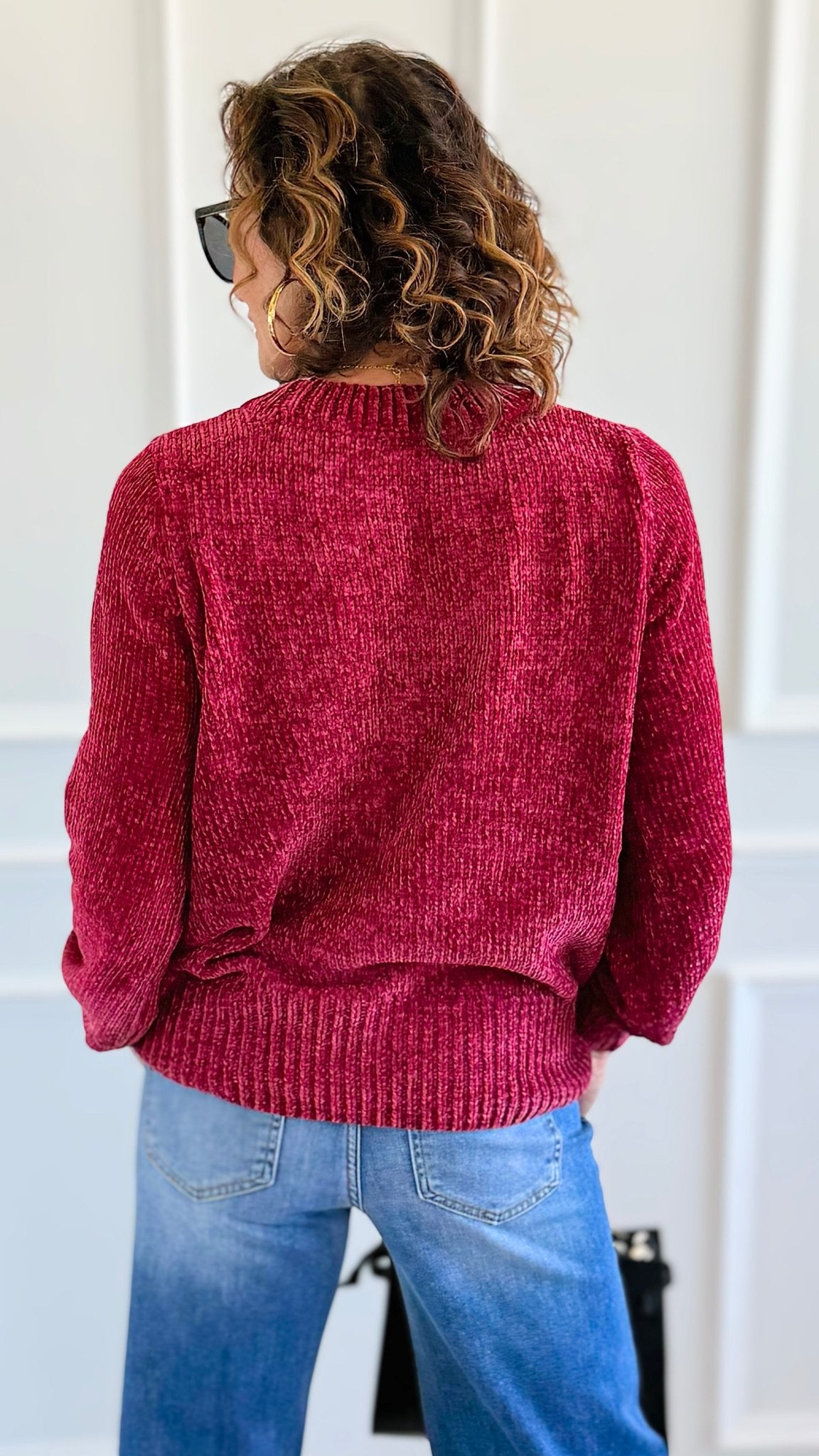 Cuddle Cloud Chenille Sweater-Cabernet-140 Sweaters-Zenana-Coastal Bloom Boutique, find the trendiest versions of the popular styles and looks Located in Indialantic, FL