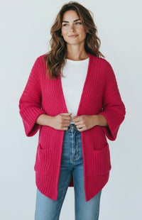 Cuff & Comfort Chenille Cardigan-Apple Red-150 Cardigans/Layers-POL-Coastal Bloom Boutique, find the trendiest versions of the popular styles and looks Located in Indialantic, FL