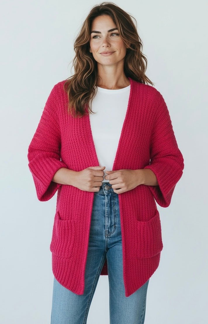 Cuff & Comfort Chenille Cardigan-Apple Red-150 Cardigans/Layers-POL-Coastal Bloom Boutique, find the trendiest versions of the popular styles and looks Located in Indialantic, FL