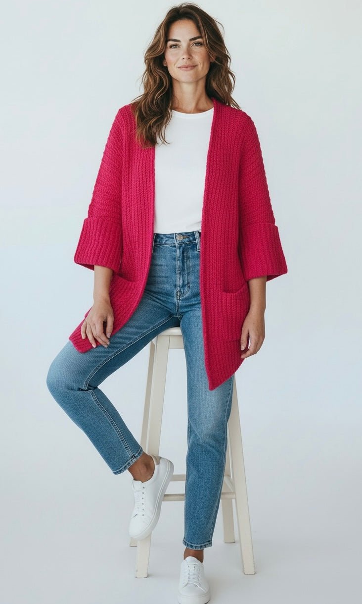 Cuff & Comfort Chenille Cardigan-Apple Red-150 Cardigans/Layers-POL-Coastal Bloom Boutique, find the trendiest versions of the popular styles and looks Located in Indialantic, FL