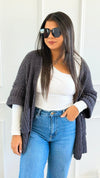 Cuff & Comfort Chenille Cardigan-Ink Charcoal-150 Cardigans/Layers-POL-Coastal Bloom Boutique, find the trendiest versions of the popular styles and looks Located in Indialantic, FL