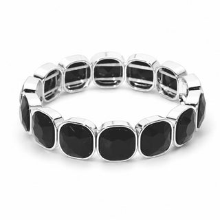 Cushion Cut Stretch Bracelet - Black